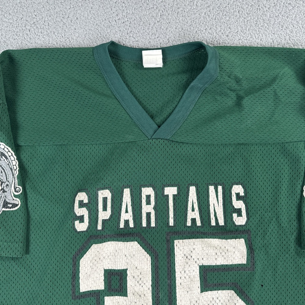 VTG 90s Logo 7 Michigan State Football Jersey #35 Men XX 54-56 Green Made in USA - Picture 8 of 16